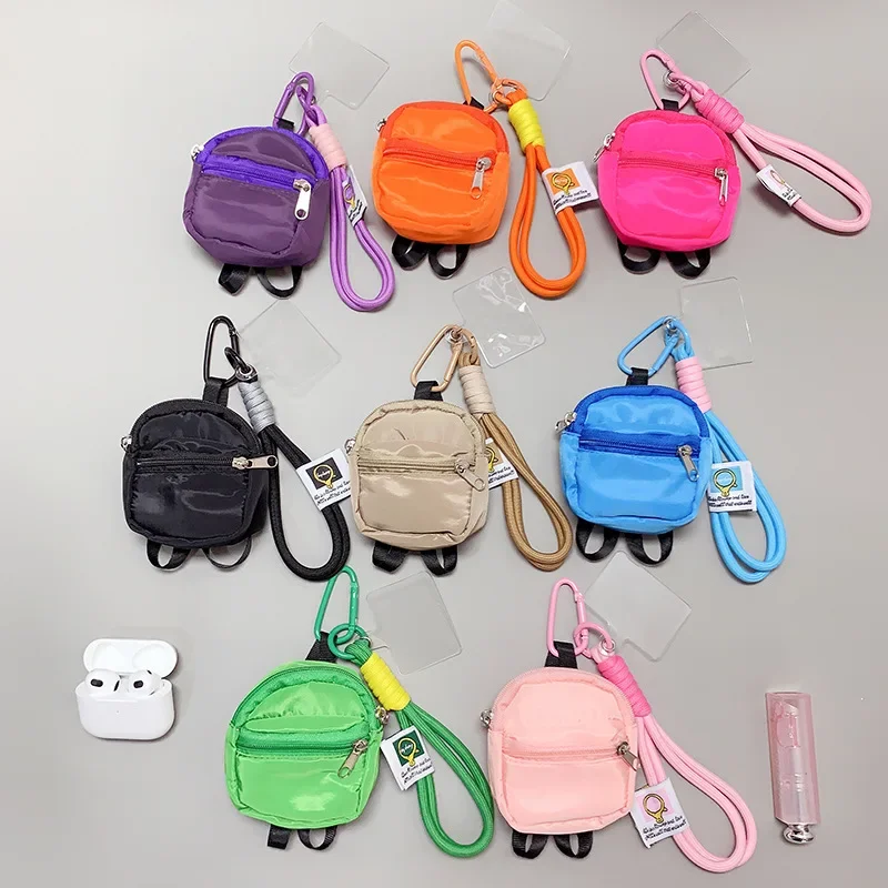 New Portable Mini Coin Purse Hanging Bag Suitable for Earphone Storage Creative Trendy Double Layer Wallet Phone Case Pendant