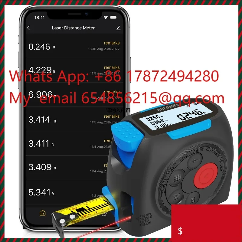 Mileseey Dt30 3 In1 Distance Meter 60m Digital Measuring 5m Tape Measure With Measurement Lcd Display