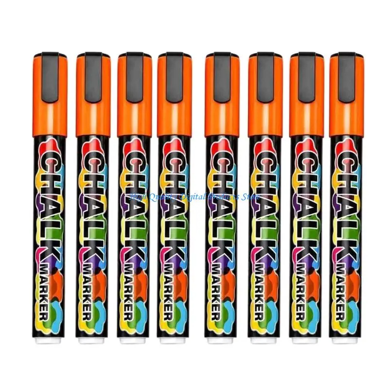 U2JE Liquid Chalk Marker Set, 8 Pack Wet Erase Sign Markers with 6 mm Fine Tip for LED Board, Glass Window and Menu Board