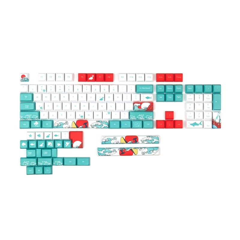 

Dropship Coral Sea Theme for Key Cap PBT 5 Sides Dye Sublimation Keycaps for MX Mechanical Keyboard XDA for 128