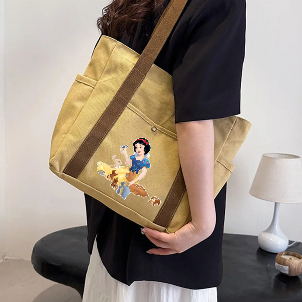 Bolso de mano de princesa Blancanieves, bolso de lona de gran capacidad, bolso de trabajo para ir al trabajo, traje de estudiante, bolso de hombro para libros, bolso de compras