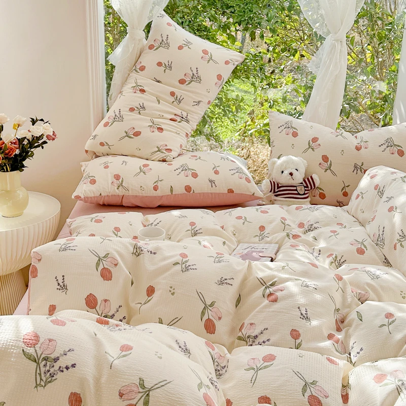 Bonenjoy Duvet Cover Soft Bed Cover Floral Style Quilt Cover 이불커버 Single/Double/Queen Size Comforter  (No Pillowcase)