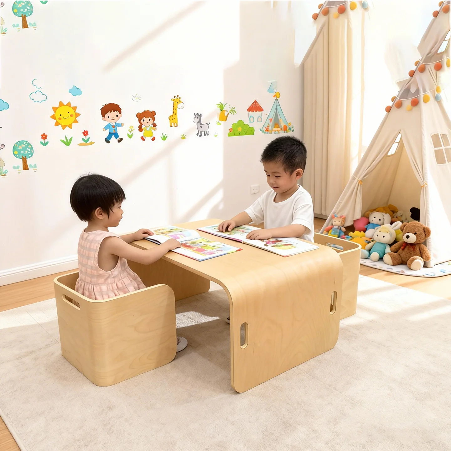 Children's table and chair set, study table Children's desk