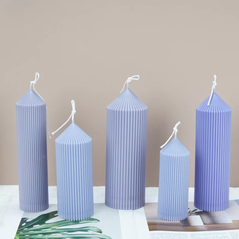 Sharp pointed fine striped cylindrical plastic candle mold Round fine toothed rack candle DIY plastic PC acrylic Candle molds