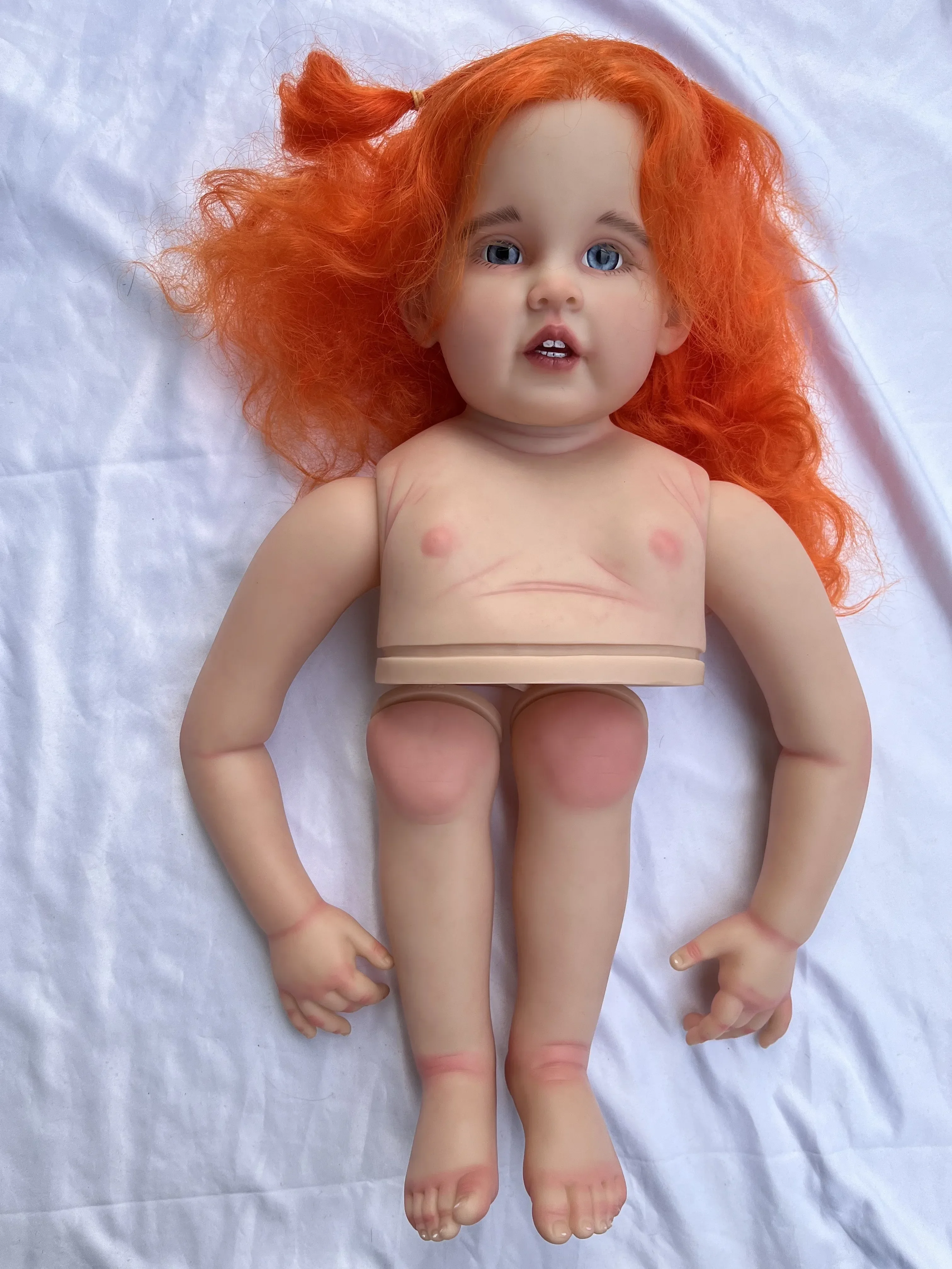 EGO Personalizowana Kolekcjonerska Lalka Reborn 29 cali Shanti z Ręcznie Wszytymi Pomarańczowymi Włosami, Zestaw do Samodzielnego Wykonania, Prawdziwe Zdjęcia