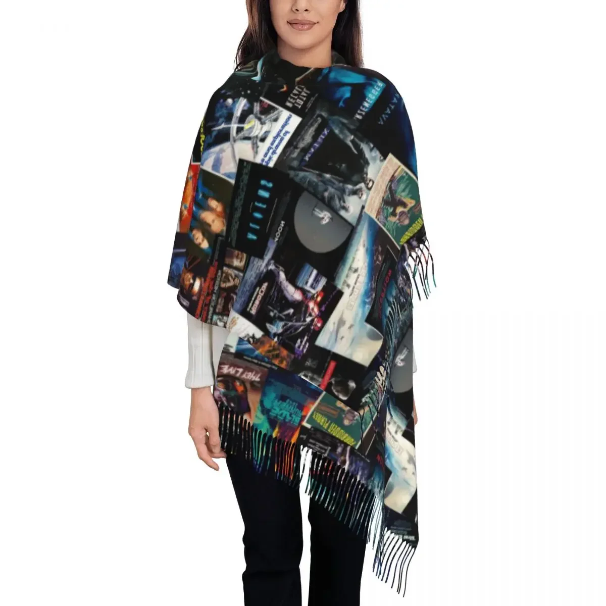 Sci-Fi Movie Posters Scarf Wrap For Women Long Winter Fall Warm Tassel Shawl Unisex Vintage Cinema Theater Film Gift Scarves