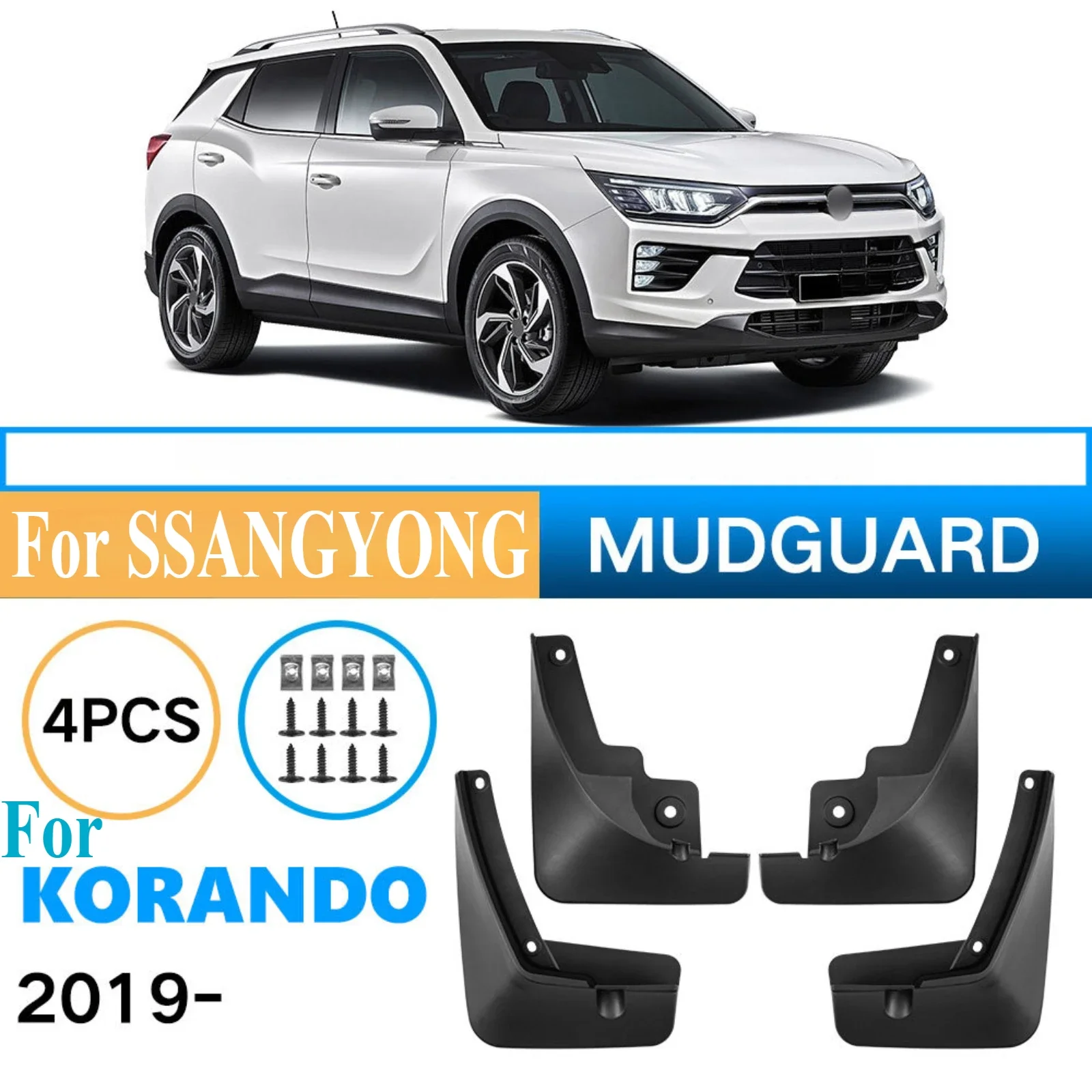 Mud Flaps Splash Guards Durable Car Exterior Fender Protection Accessories For SsangYong Korando 2019-2024 Soft Rubber
