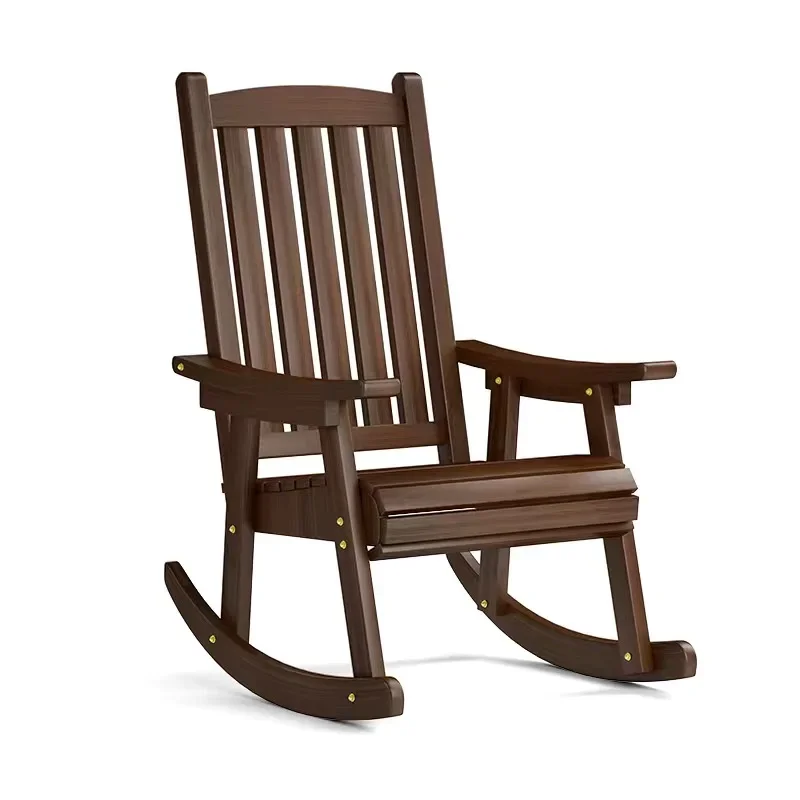 Outdoor Furniture Wooden Rocking Chair Rustic American Country Style Antique Vintage Adult Large Garden Rocker Armchair Rocker