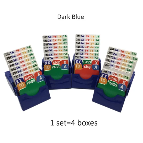 Imagen 1 del producto Juego de 4 cajas de encuestas de puente portátiles y ligeras de plástico azul con tarjetas de puntuación, juegos de cartas, dispositivo de oferta, plástico ABS