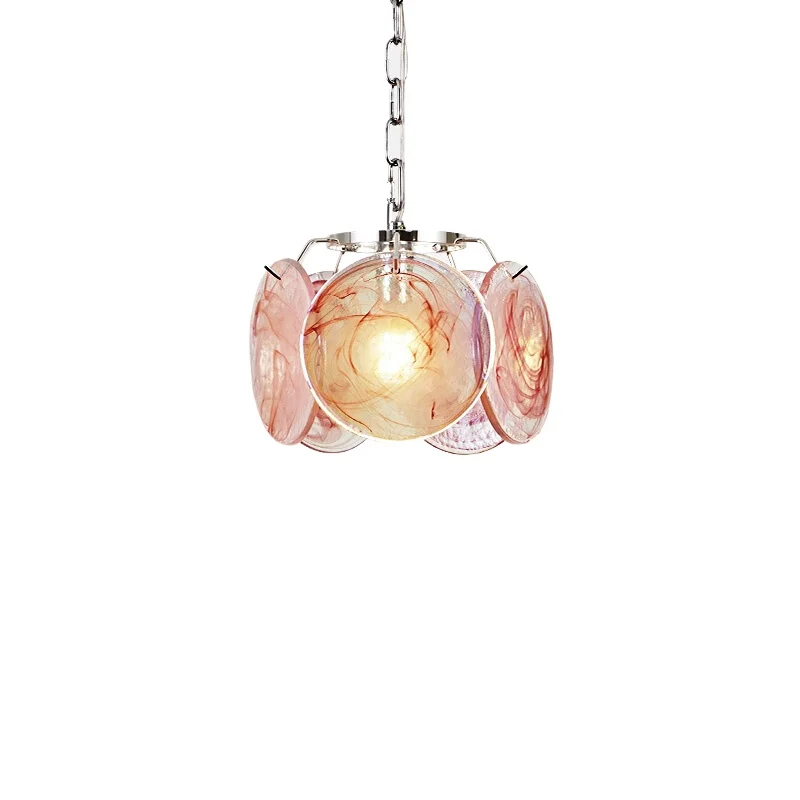 

Handmade glass bedroom bedside small chandelier French medieval light luxury decoration aisle bar lamp