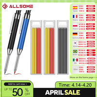 Metal Solid Carpenter Pencil Set For Deep Hole Marker With Refill Leads Marking Tool Woodworking Deep Hole Mechanical Pencils