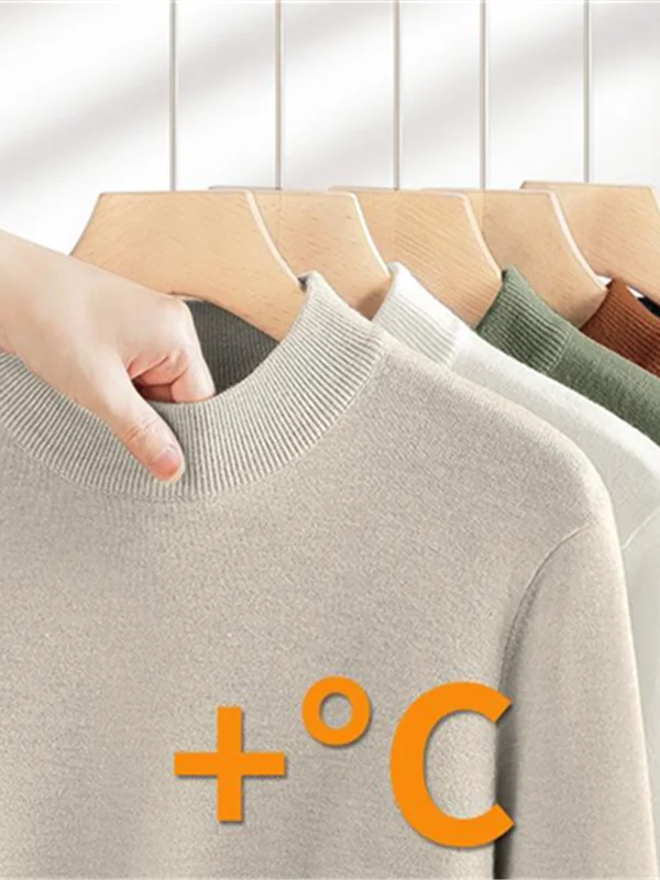 

Men's Knitted Sweater f High Collar Fce Lined Thiened Base Layer Trendy Color Inner Wear Casual Sle Regular Fit