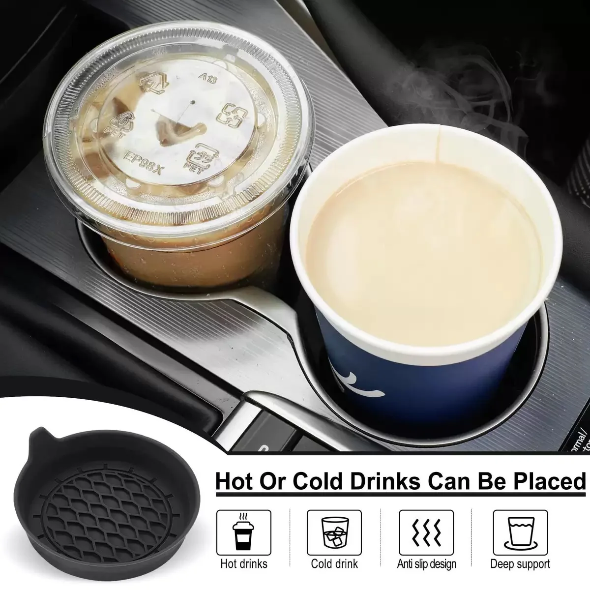 1/2PSC Car Cup Holder Coaster Silicone Insert Universal Non-Slip Silent Cup Pad Interior Car Accessories FHD01