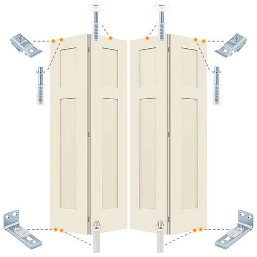 Kit completo de herrajes para puertas plegables de armario corredizo: soportes, pivotes y ruedas guía esenciales