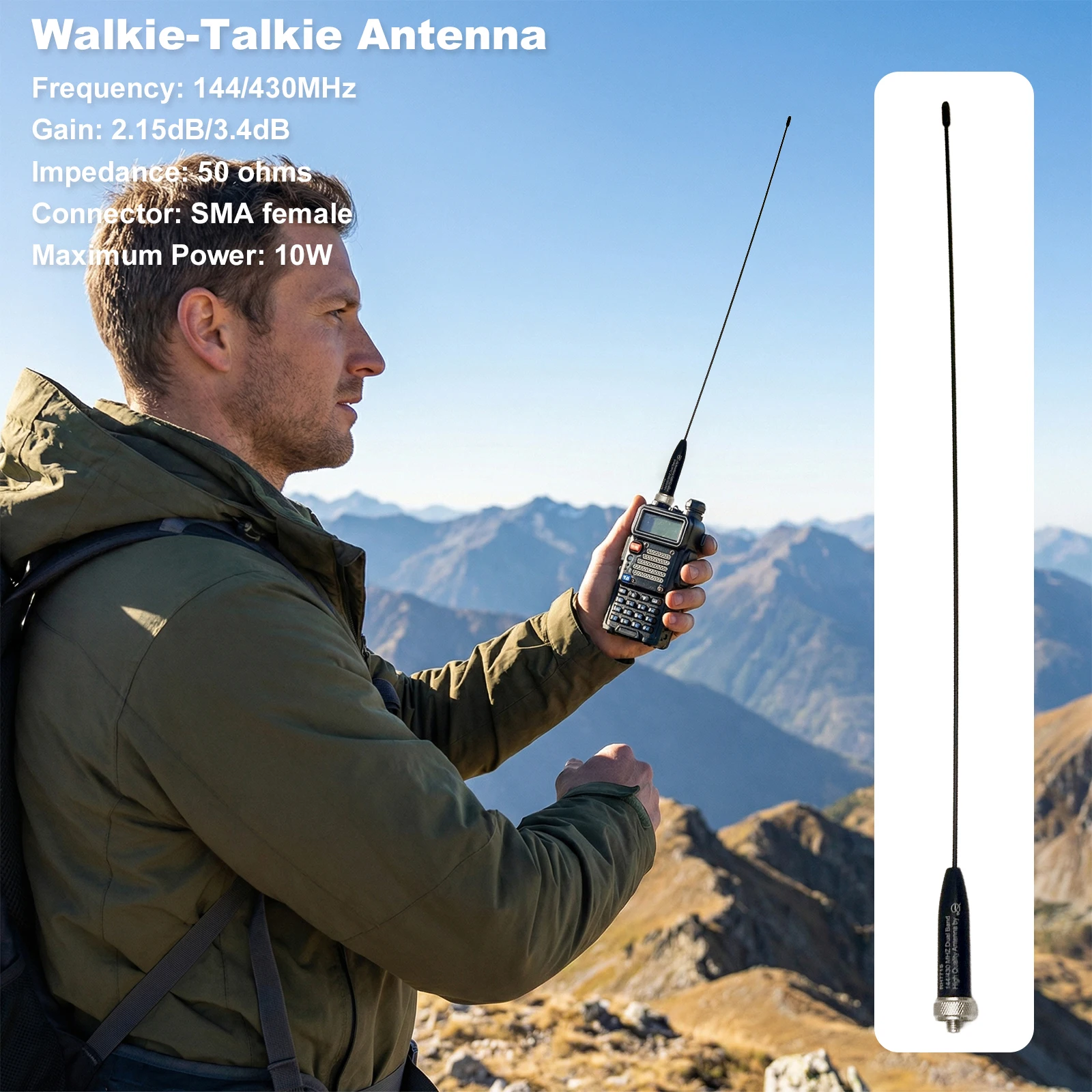 144/430 MHz Dual-Band High Gain Handheld BNC Antenna for Wouxun Kenwood Walkie Talkie BNC Antenna SMA Female Connector