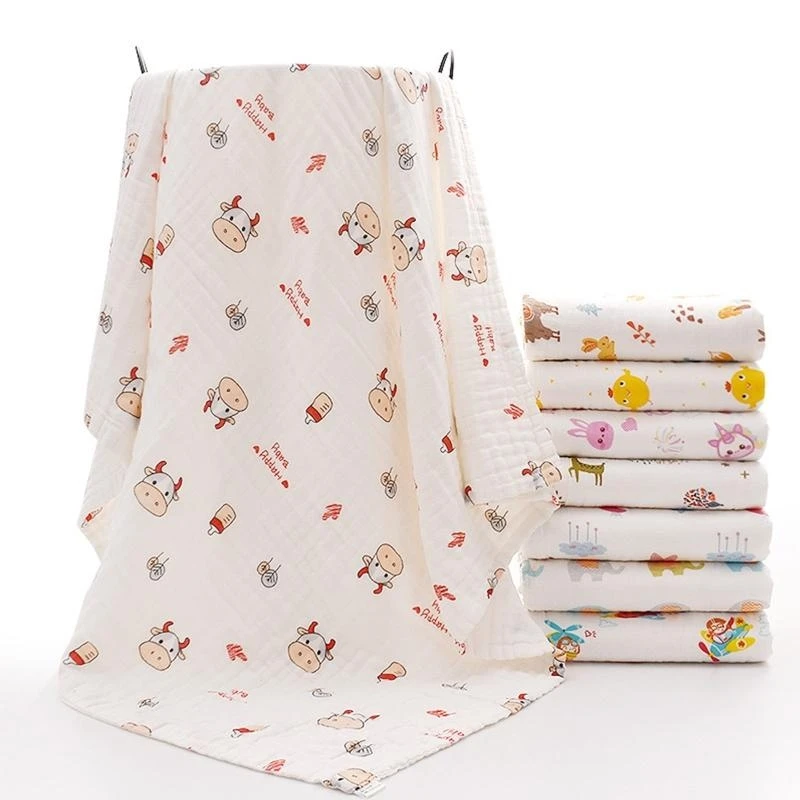 J15U طفل قماط التفاف 6 طبقات القطن الشاش تلقي بطانية الشاش لحاف منشفة استحمام
