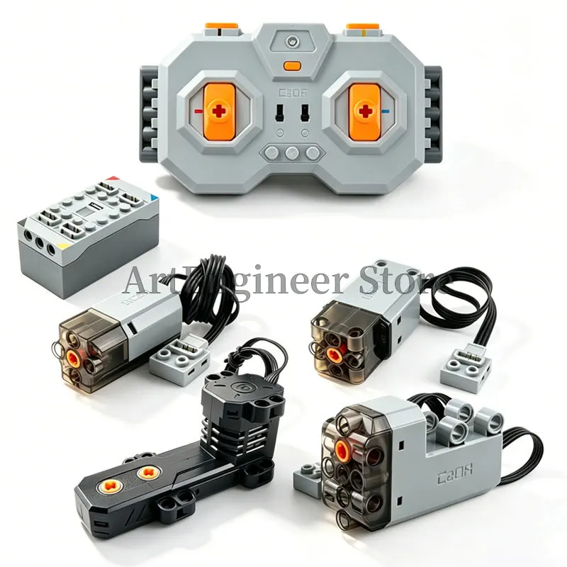 CaDA Power Functions M/L/Servo Motor Building Blocks Motorized Technical Parts 2.4G Train Remote Control Kit Toys for Adult Kids