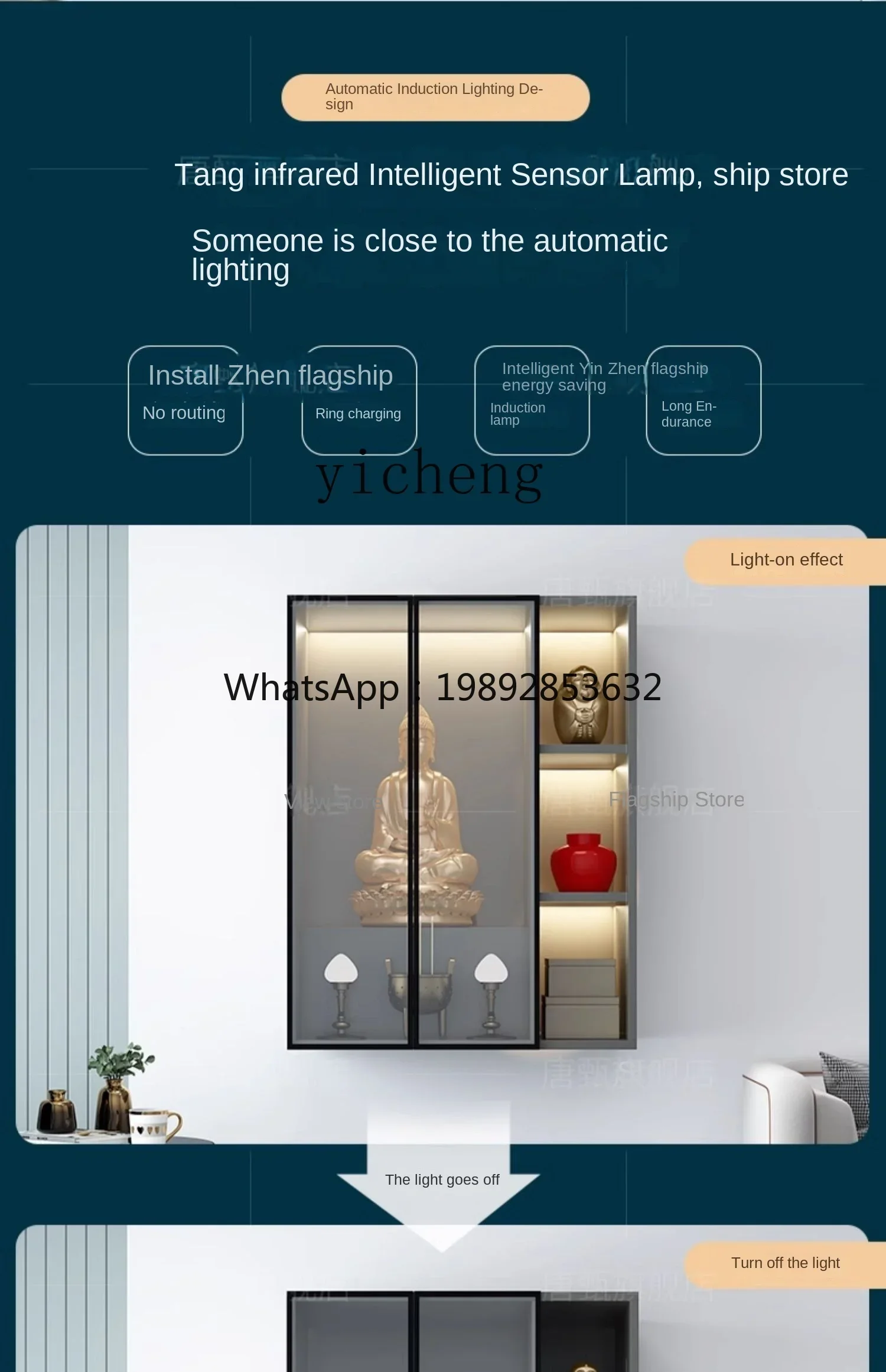 LYY  God Table Cabinet Home Modern Light Luxury Worship Table Shrine Wall-Mounted Buddha Table God of Wealth Cabinet