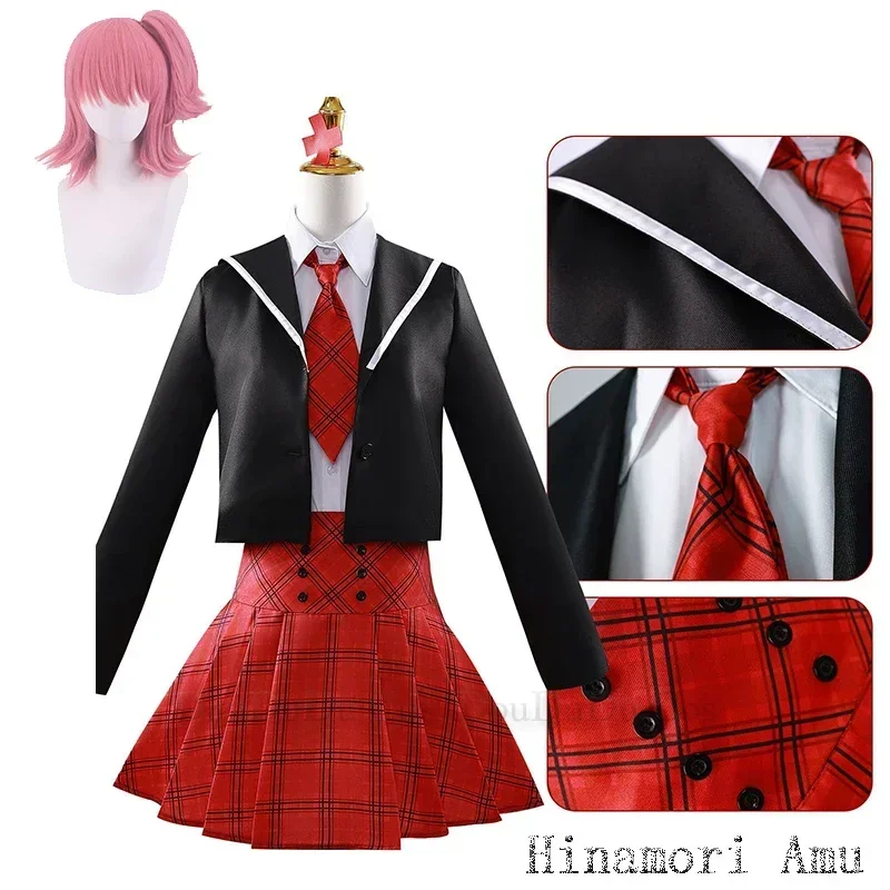 Anime Shugo Chara Hinamori Amu Cosplay Costume Wig Girls Cosplay Costumes JK School Uniform Halloween Party Outfits