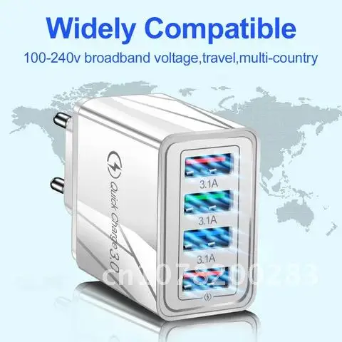 

Quick Charge 3.0 Port 4 USB Charger Fast Charging Wall Adapter For iPhone 12 11 X Xiaomi Samsung Mobile Phone Charger QC 3.0