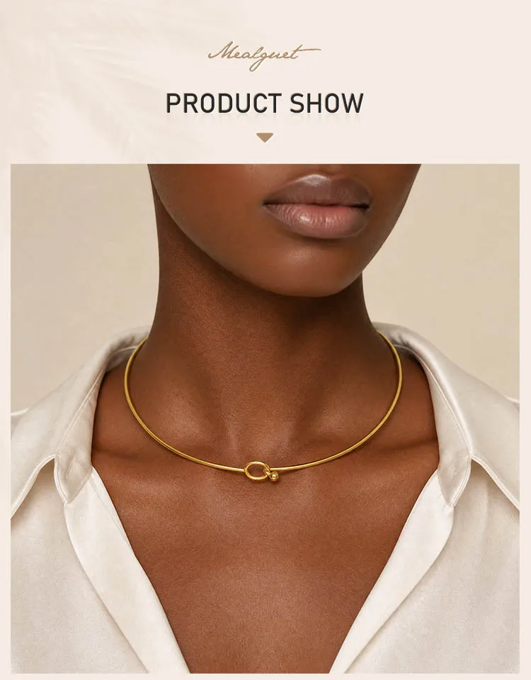 DIY-Anhänger-Halskette, 18K vergoldeter Edelstahl-Draht-Choker, Großhandelsschmuck für individuelle Kombinationen – Detail 1