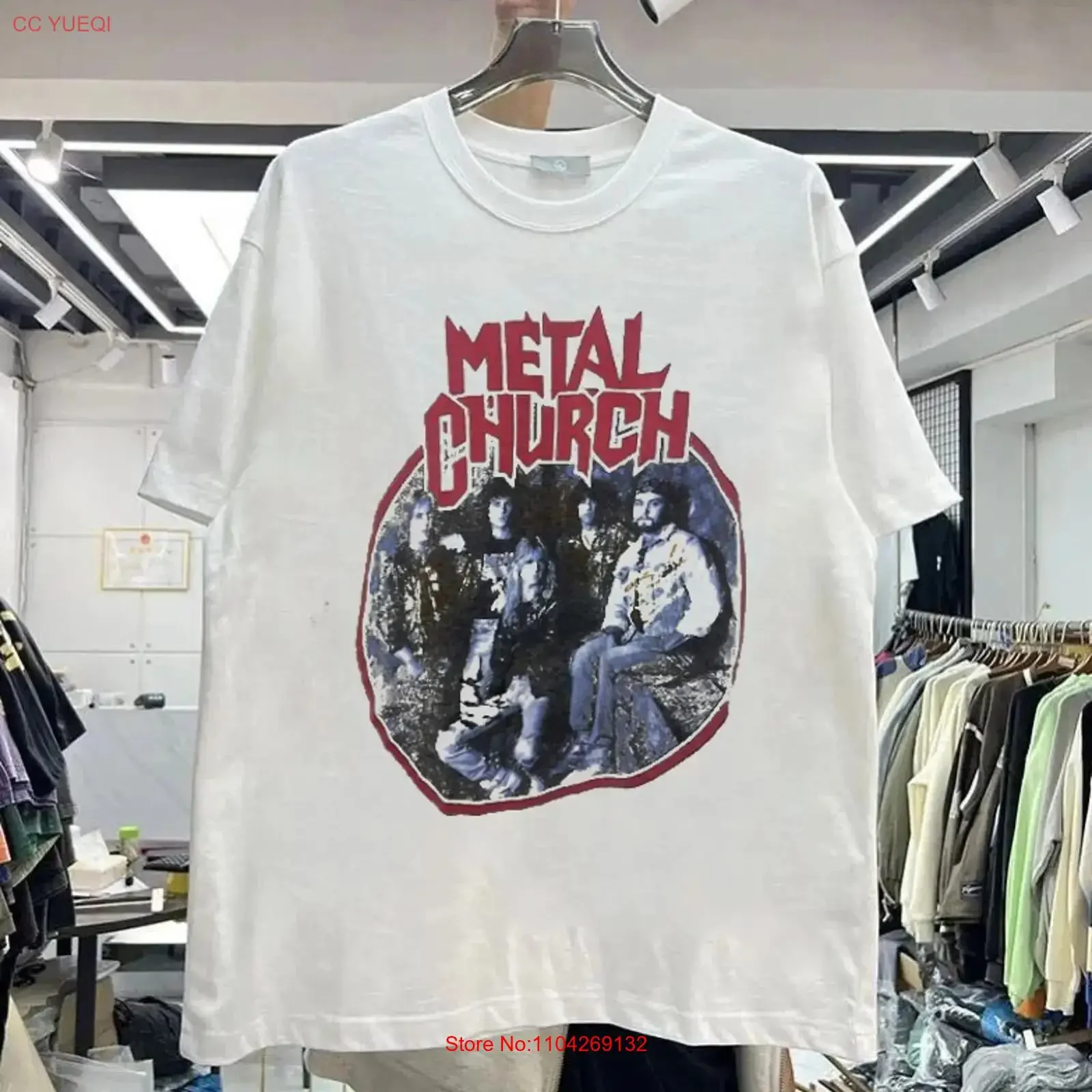 Metal Church Blessing Tour Rare White  T Shirt Vtg WA2254 vintage Washed Top For Everyday Wear Stylish Slightly graphic homme