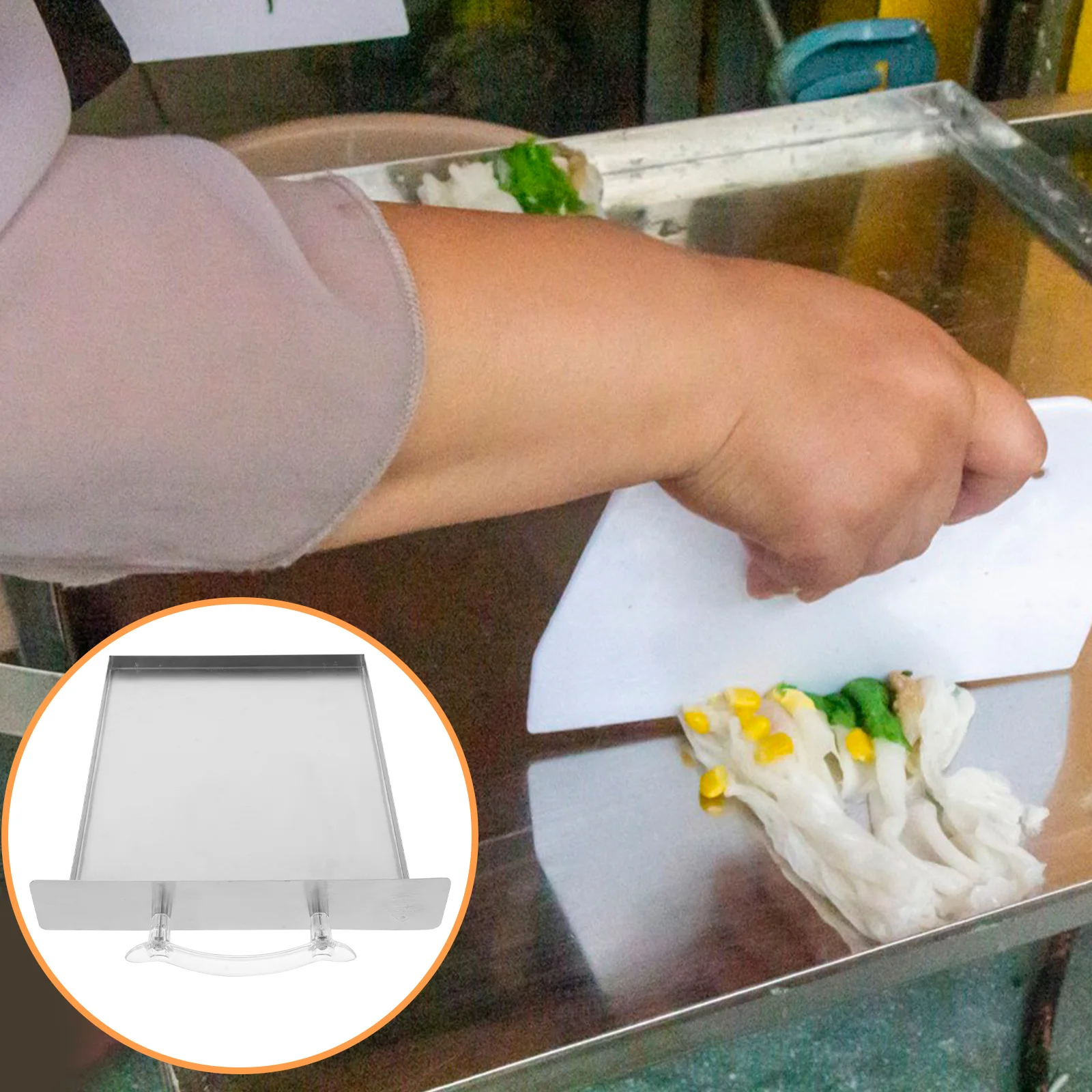 

Rice Noodle Rolls Steamer Tray Stainless Steel Portable Steam Pan Multi-Use for Buns Food Stainless Steel Steam Pan
