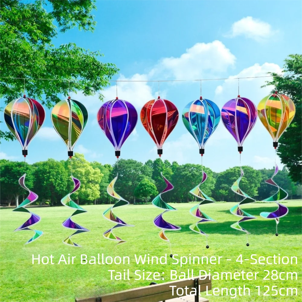 1PC Pendant Random Color Hot Air Balloon Colorful Rotating Wind Spinners Rainbow Plastic Material Wind Strips Decoration