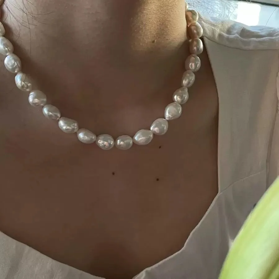 

Withered Pink Colorful Alien Baroque Freshwater Pearl Elegant Clavicle Chain Jewelry Necklace Necklaces For Women