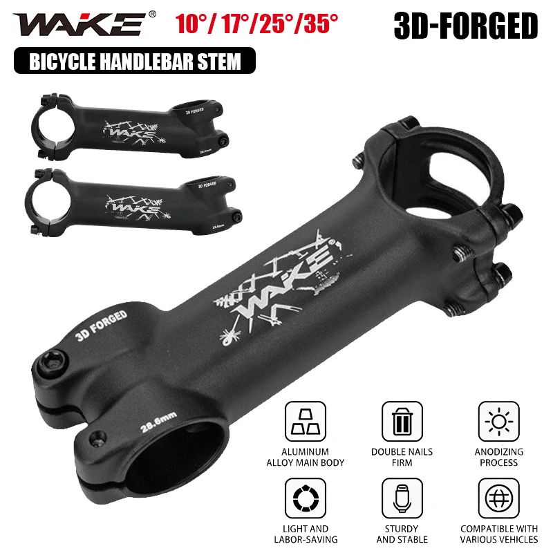 

WAKE Bicycle Handlebar Stem Aluminum Alloy Bike Stem for 31.8mm Handlebar Bike Bridge 60/70/80/90/100/110/120/130 Bicycle Table