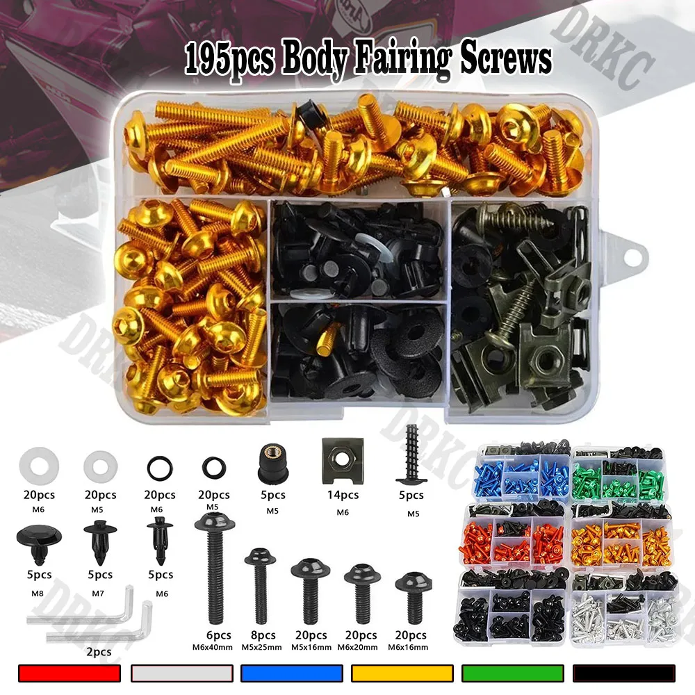 

For aprilia RSV4 RS660 RS125 RS250 RS 660 125 V4 250 Motorcycle Accessories 195Pcs Aluminum Fairing Bolt Screws Kit Nut Clips