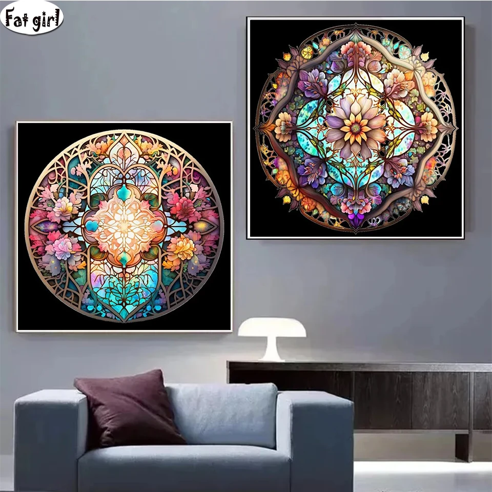 Full Square Round Mandala Flower 5D DIY Diamond Painting New Christmas Present Diamond Embroidery Mosaic Art Handmade Rhinestone