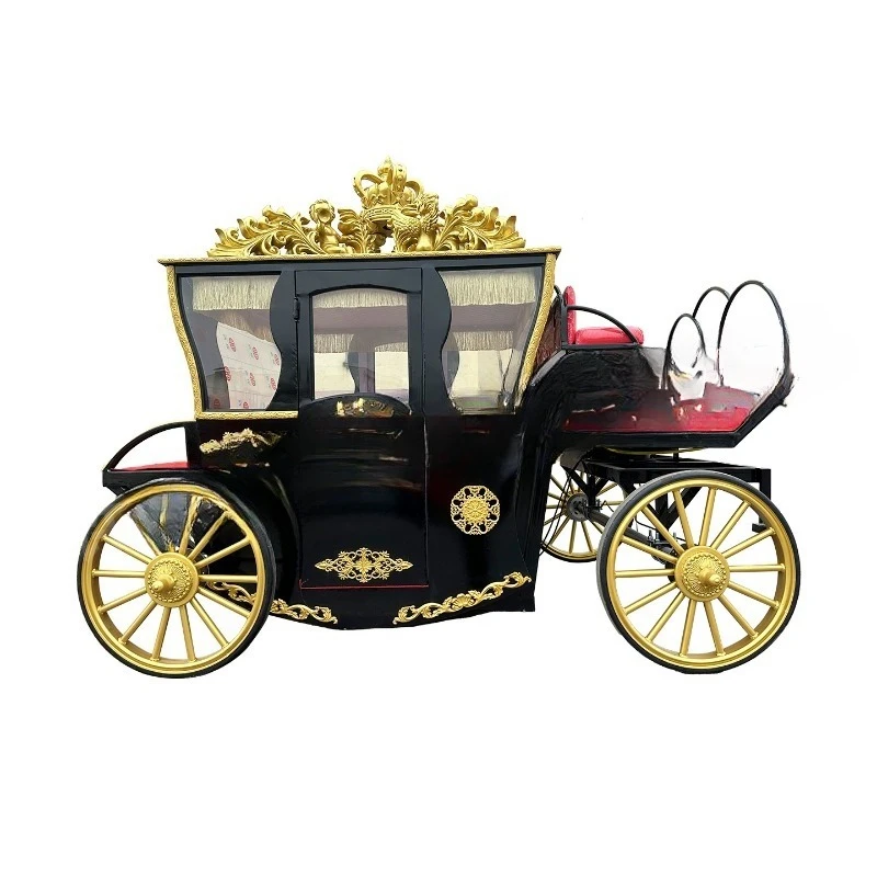 Royal carriage, black and gold royal only, horse-drawn sightseeing van