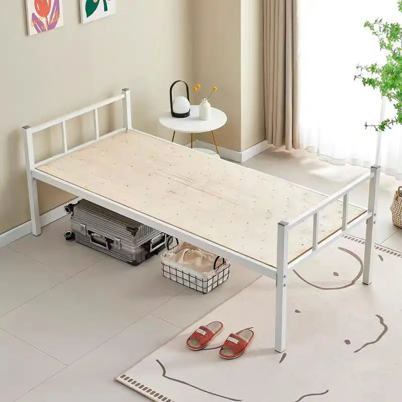 LH single-layer iron bed dormitory factory apartment bed construction site simple iron frame bed