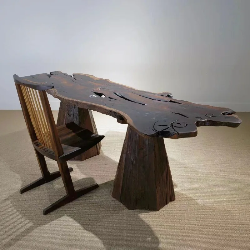 

Ancient wood large board table Japanese wabi-sabi style dining table Solid wood desk