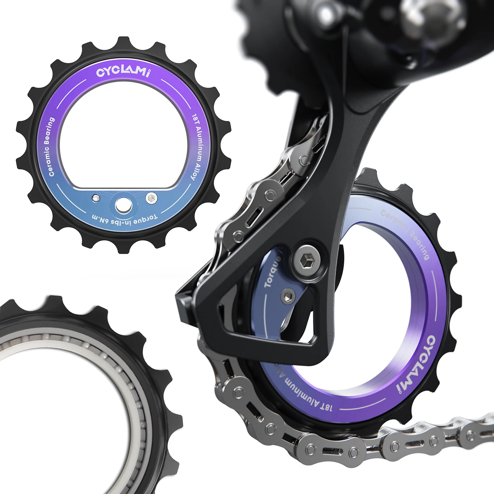 

18T Hollow Pulley Wheel Rear Derailleur 9/10/11/12 Speeds Ceramic Bearing Dual-color Oxidation for R8000/7000 Bicycle Parts