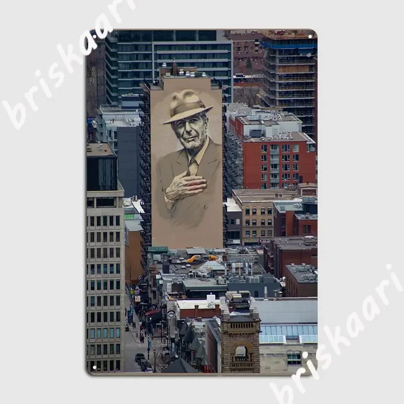 Leonard Cohen Mural Montreal Metal Plaque Poster Create Mural Painting Living Room Cinema Living Room Tin Sign Posters