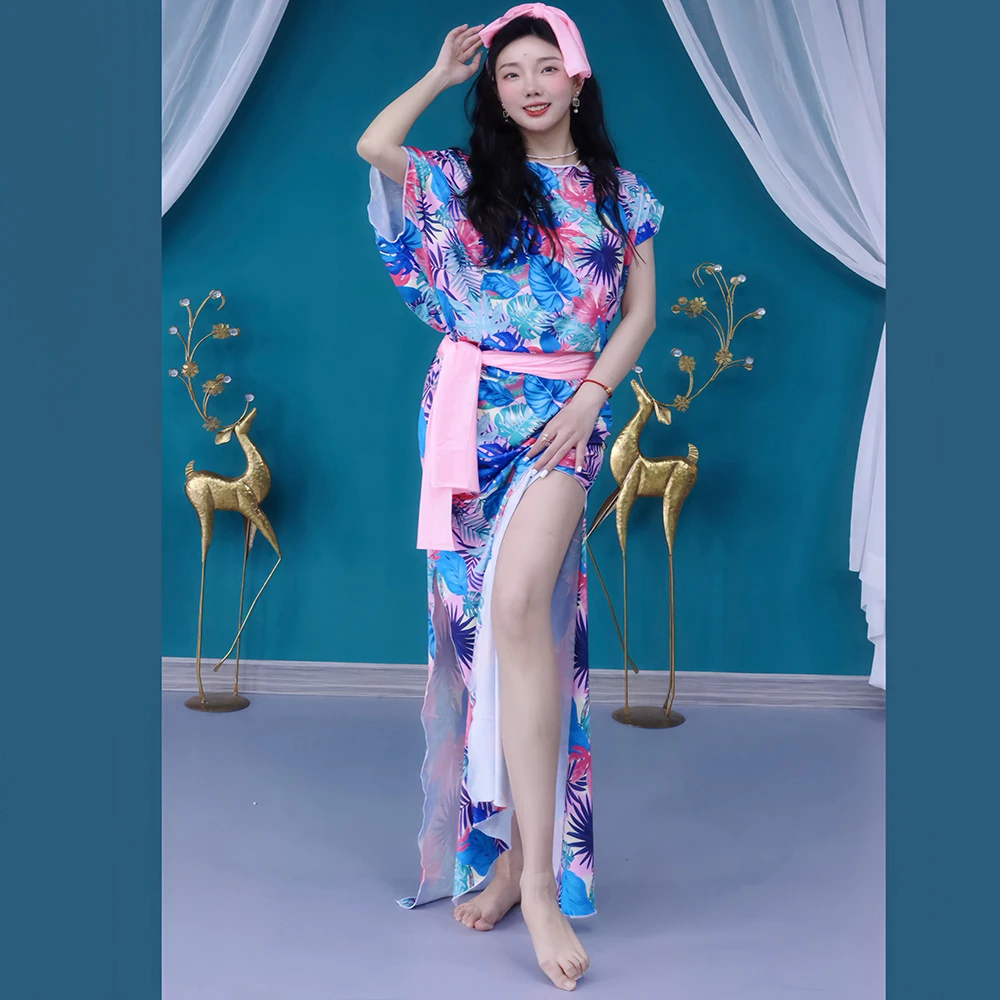 ชุดเต้นระบำหน้าท้องสำหรับผู้หญิง แบบสั่งทำพิเศษ ชุดคลุมพิมพ์ลายระดับไฮเอนด์ สำหรับนักเต้นไซดี ชับบี บาลาดี ชุดฝึกซ้อม ชุดแสดง