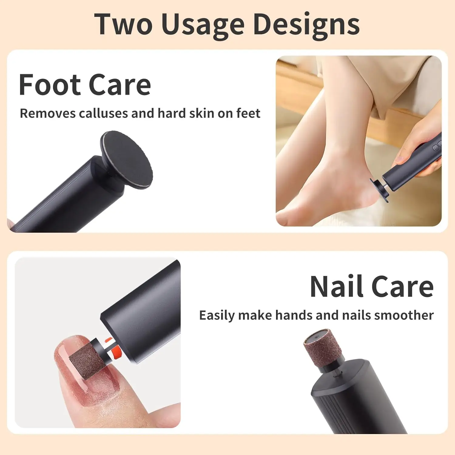 2 في 1 الكهربائية مزيل مسامير القدم اللاسلكي قدم ملف آلة المهنية مانيكير باديكير أداة مجموعة العناية بالقدم للبشرة الميتة #6