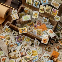 Chaoyu 100-piece stamp sticker set, high aesthetic value, vintage plant and animal decorative small patterns, DIY materials for notebooks and phone cases 6