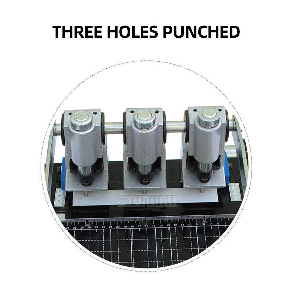 Manual Punching Machine Three Hole Binding Financial Voucher Punch with Paper Cutting Function Office School Supply Tool