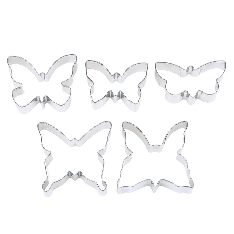 5Pcs/Set Stainless Steel Biscuit Mold Set Butterfly Cookie Cutter DIY Cake Decoration Tool Chocolate Pastry Baking Snacks Mold