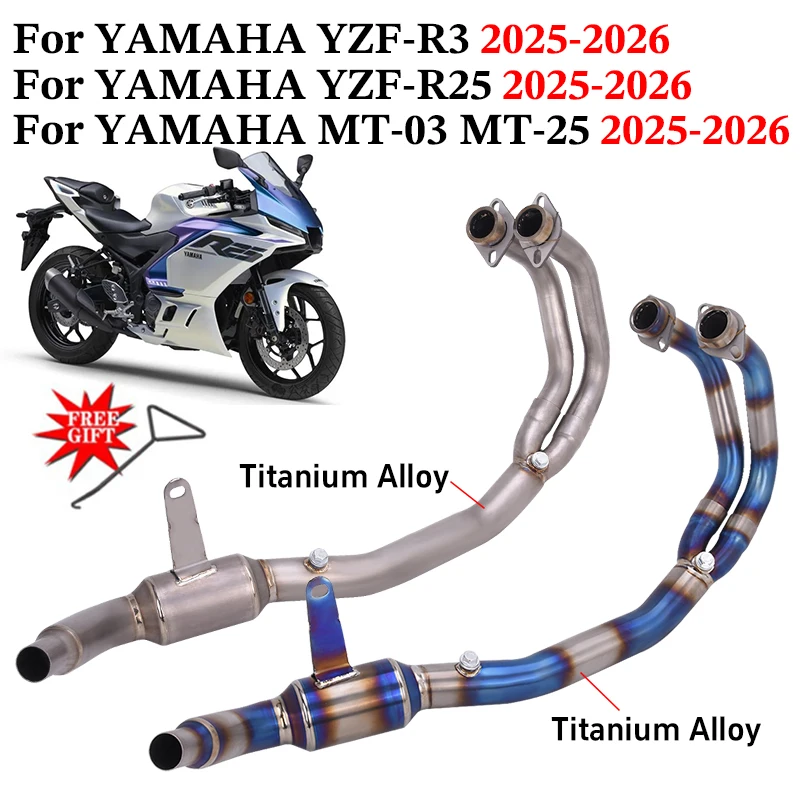 For YAMAHA YZF-R3 YZF-R25 MT-03 MT-25 YZF R25 R3 2025 2026 Motorcycle Exhaust  System Front Link Pipe Connect Original Escape