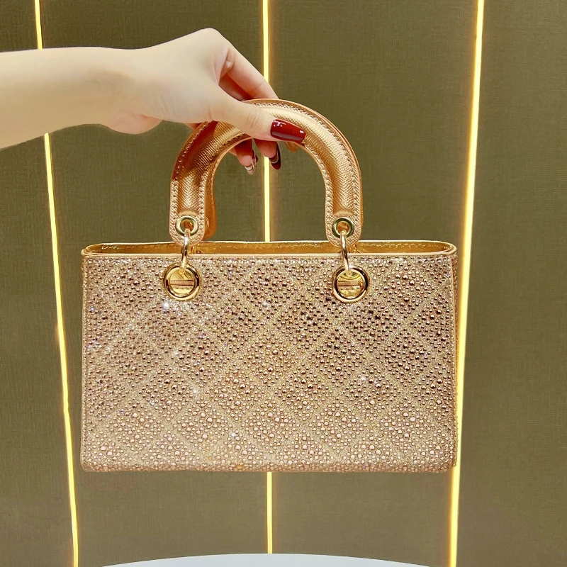 Princess Style Diamond Evening Bag Fashion Rhinestone Argyle Patern Party Handbag Ladies Elegant Wedding Guest Bolsos Para Mujer