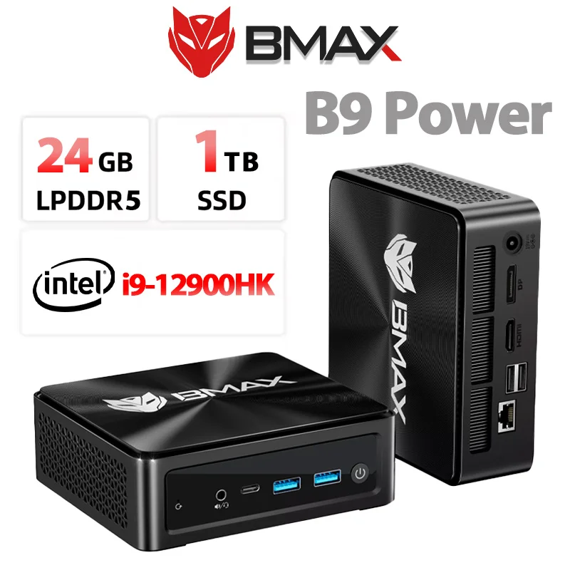كمبيوتر Bmax B9 Power Mini Pc Intel Core I9-12900H 14 Cores Max 5.0Ghz 24Gb Ram 1Tb Ssd Wifi 6 Bluetooth 5.2
