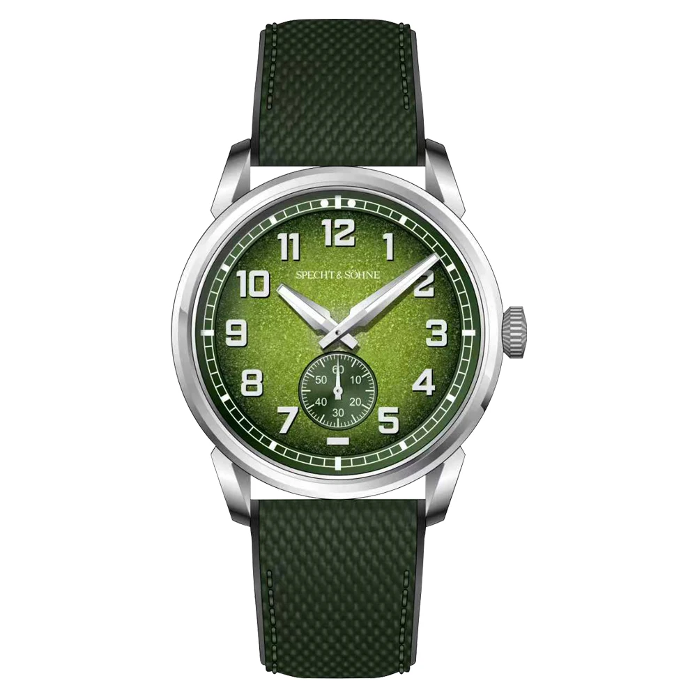 Specht & Söhne New Automatic Mechanical Watch For Men Green Color Rubber Strap Sapphire Crystal C3 Luminous 38mm Sports Watches