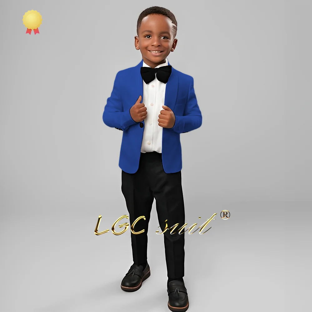 Boys ivory wedding suit 2 piece set (jacket and black trousers) suitable for children aged 2-16 years old custom tuxedo