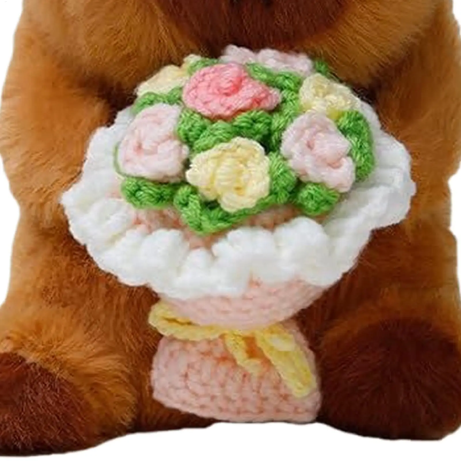 Plush Stuffed Animals Soft Doll Holding Flower Buoquet Valentines Day Plush Animals For Girlfriend Wife Girls Mother Wedding