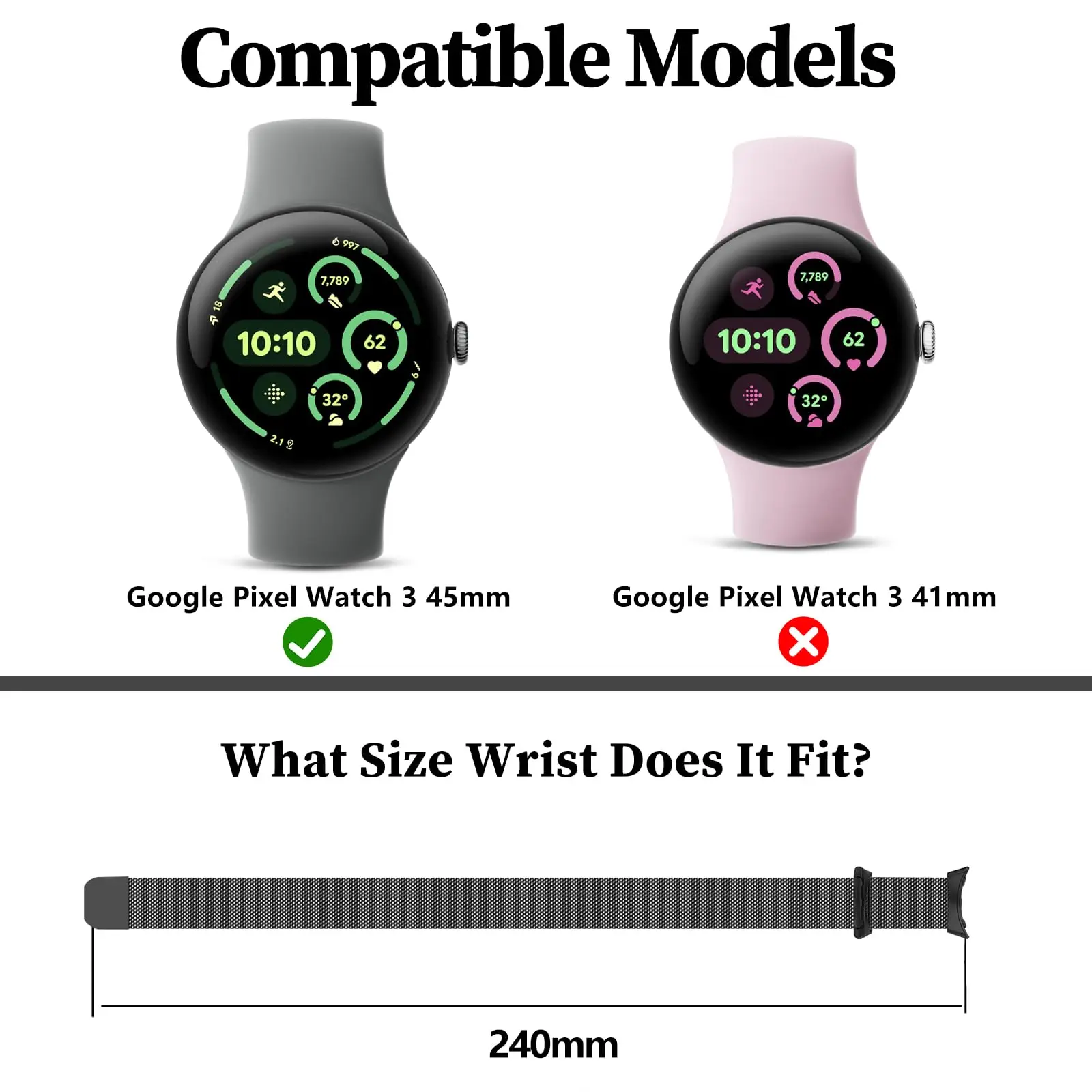 حلقة ميلانو لساعة جوجل بيكسل 3 حزام 45 مللي متر ملحقات معدنية حزام من الفولاذ المقاوم للصدأ سوار كوريا لساعة بيكسل 3 باند