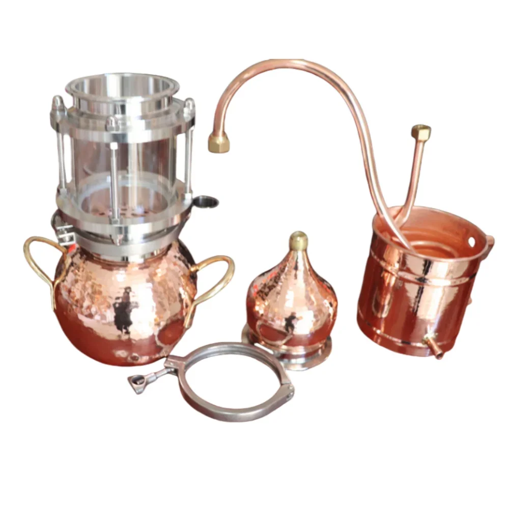 3L pure copper household small ancient distillation equipment, pure dew machine, Baijiu cooking, perspective distillation